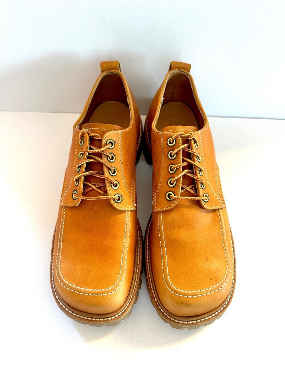 VTG VASQUE REDWING 90s Y2K SQUARE TOE LUG SOLE HONEY GOLD LEATHER SHOES NEW Sz11